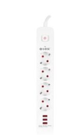 S-link SPG403U 1.5m 1.5mm 100 yüzde  Bakır 750 Joule 3 Usb 5V2.4A 4lü Anahtarlı Akım Korumalı Priz