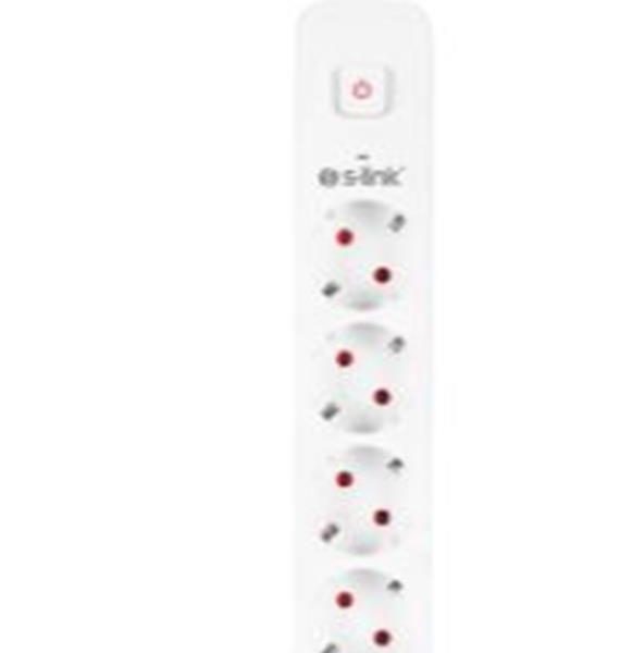 S-link SPG403U 1.5m 1.5mm 100 yüzde  Bakır 750 Joule 3 Usb 5V2.4A 4lü Anahtarlı Akım Korumalı Priz
