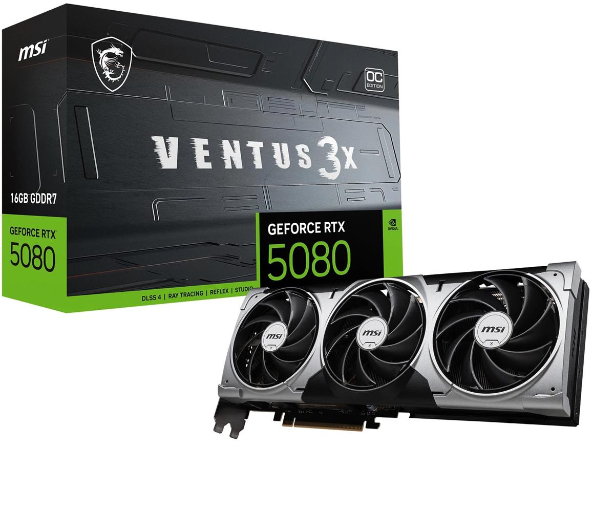 121124 Msi GeForce RTX5080 16GB GDDR7 PCI Express 5.0 16G VENTUS 3X OC Ekran Kartı - Görsel 1