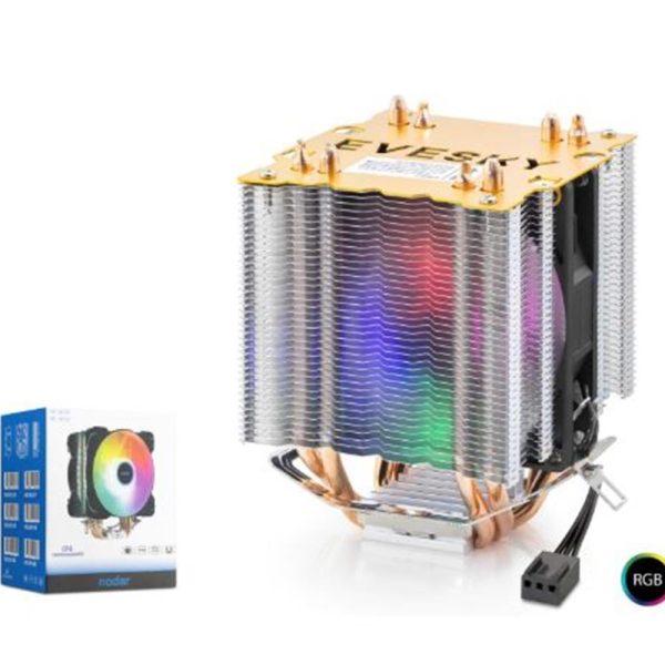 NODAR ND2604 CPU Kule Tipi İşlemci Soğutucu Çift Fanlı 90 mm RGB Siyah