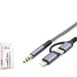 HADRON GJ027 Type-C Lightning 3.5 mm Ses Kablosu Siyah Gri