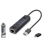 iETOP RJ4503 USB Type-C 3.2 Gen1 Combo Anahtarlı Hub Gigabit LAN 4 Port 5 Gbps Siyah