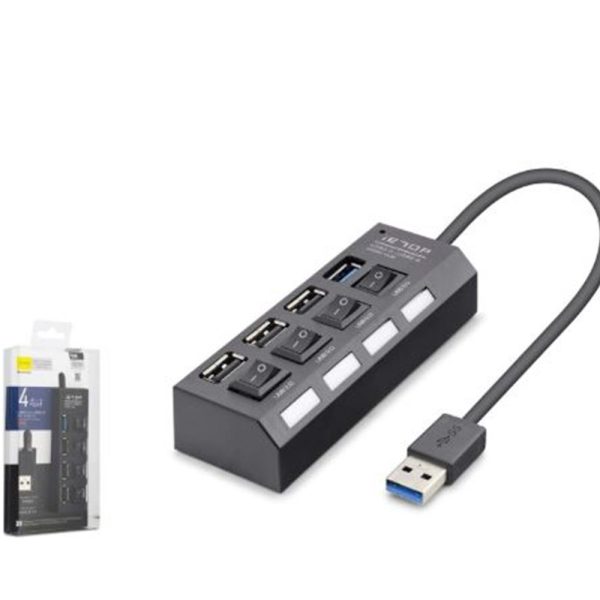 iETOP U3202 USB 3.0 Anahtarlı Hub 4 Port 5 Gbps Siyah
