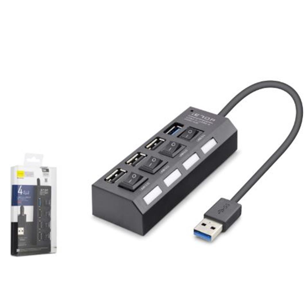 121564 iETOP U3202 USB 3.0 Anahtarlı Hub 4 Port 5 Gbps Siyah - Görsel 1