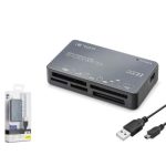 iETOP C208 USB All in One Kart Okuyucu CF SD MicroSD MS UHS-II 480 Mbps Alüminyum Gri