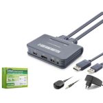 HADRON HDX1427 DisplayPort KVM Switch 2 Console USB Harici Butonlu Dahili Kablolu 2 DP Siyah