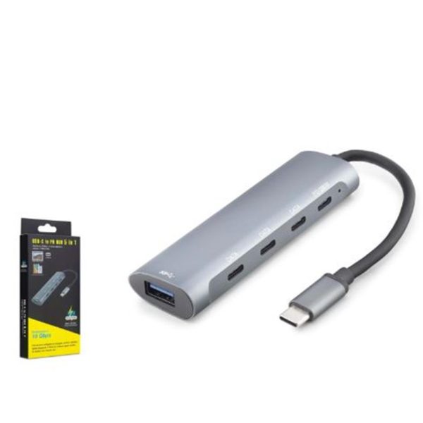 HADRON HDX7895 Type-C 3.2 Gen2 PD Hub 5 Port 10 Gbps 100W Gri