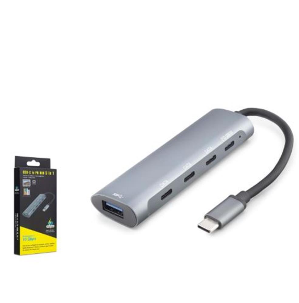 121627 HADRON HDX7895 Type-C 3.2 Gen2 PD Hub 5 Port 10 Gbps 100W Gri - Görsel 1