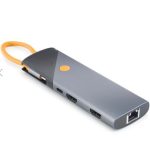 HADRON HDX7879 Type-C Combo Hub PD 100W HDMI 4K 60Hz Gigabit LAN Kart Okuyucu 9 Port 5 Gbps Gri