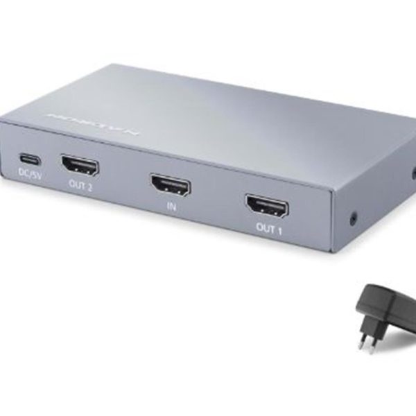 HADRON HDX1428 HDMI Splitter EDID 4K 60 Hz 1 Giriş 2 Çıkış Gri