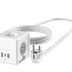 S-link PRZ04 4 Soketli 2 USB 1 Type-C PD20 2M 306 Joule Tam Bakır Küp Beyaz Akım Korumalı Priz