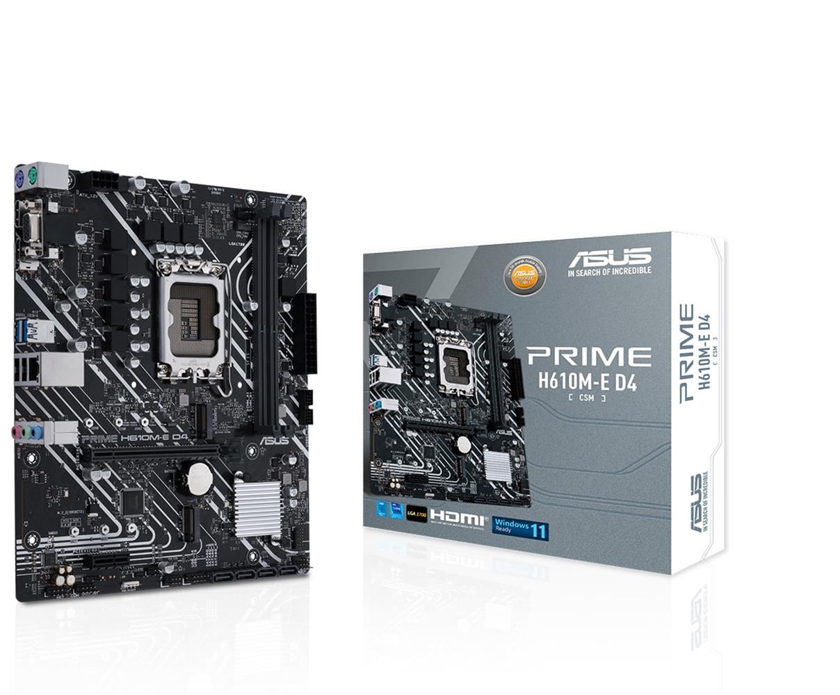 121842 Asus Prime H610M-E D4-CSM 3200MHz DDR4 Soket 1700 M.2 HDMI DP mATX Anakart - Görsel 1