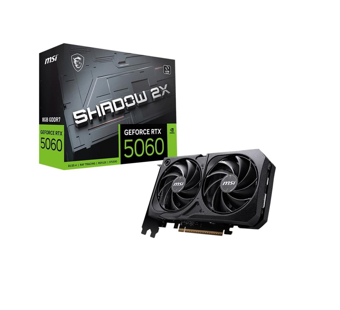 121881 Msi Geforce RTX5060 8GB Shadow 2x GDDR7 128BIT DX12 Gaming Ekran Kartı Çift Fanlı Soğutma - Görsel 1