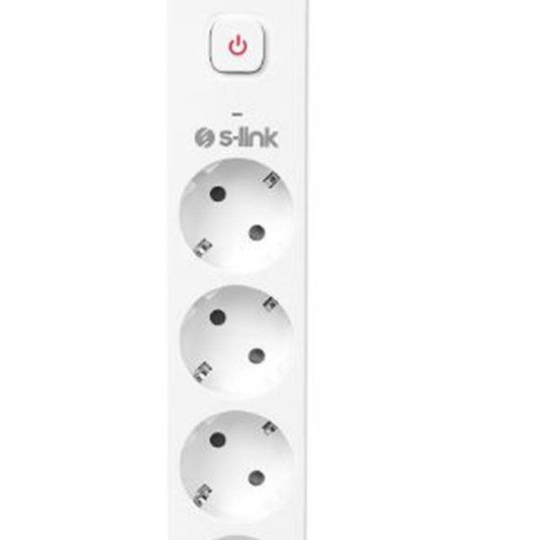 S-link SPG401S 1.5m 1.5mm 100 yüzde  Bakır 750 Joule 4 lü Anahtarlı Akım Korumalı Priz