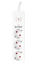 S-link SPG301S 1.5m 3x1.5mm 100 yüzde  Bakır 750 Joule 3 lü Anahtarlı Akım Korumalı Priz