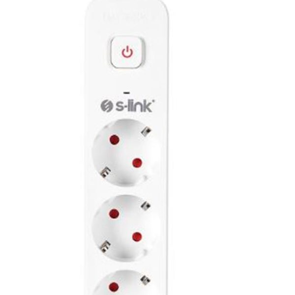 S-link SPG301S 1.5m 3x1.5mm 100 yüzde  Bakır 750 Joule 3 lü Anahtarlı Akım Korumalı Priz