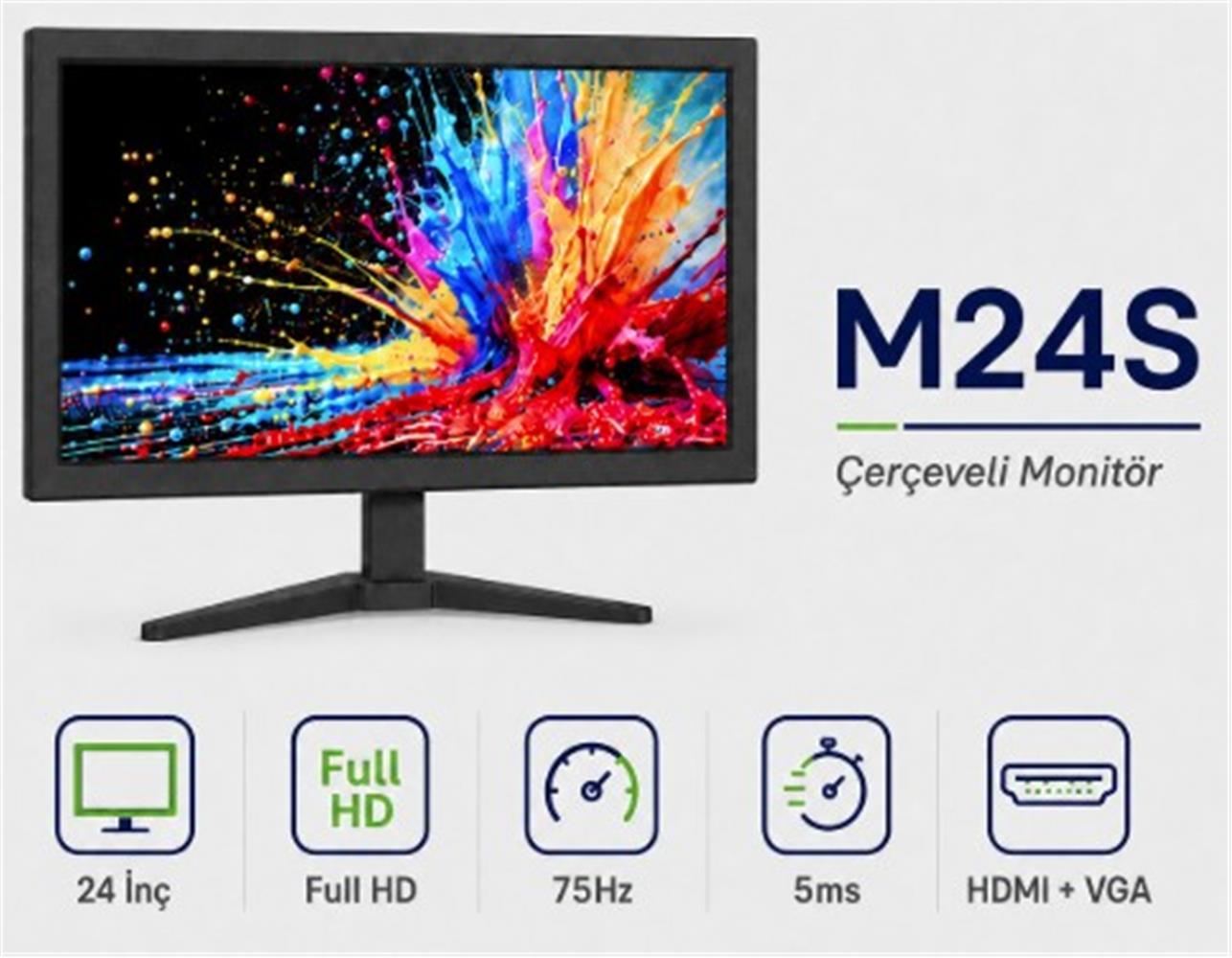 121981 Ttec M24S 24" VGA + HDMI FHD Led Monitör - Görsel 1