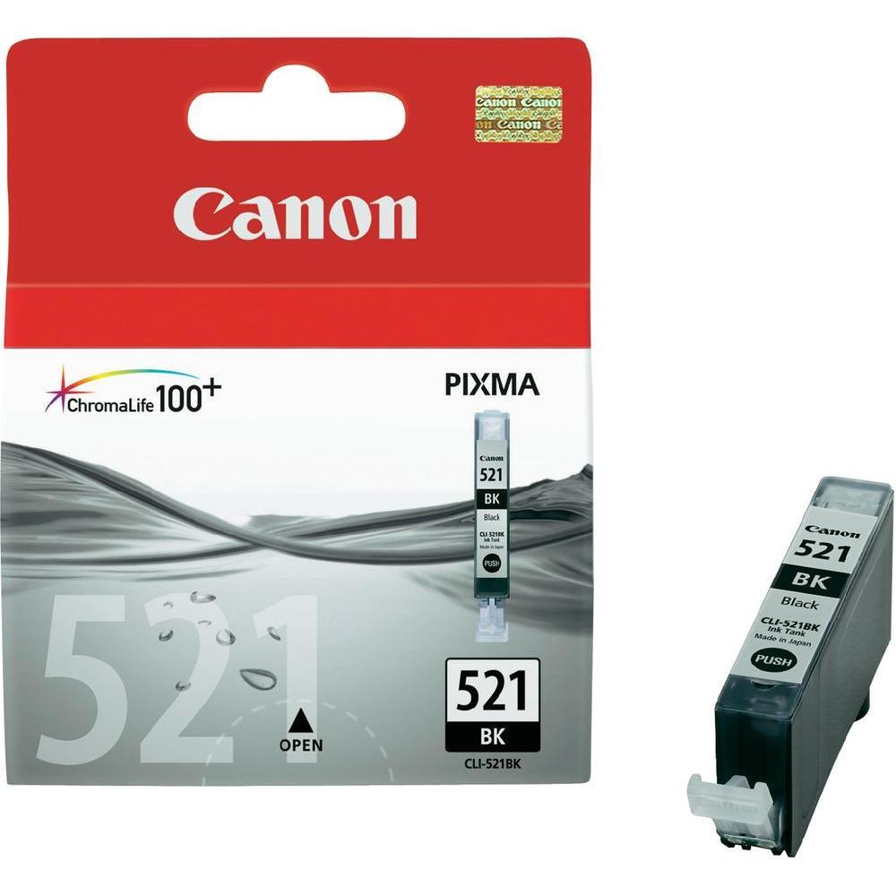 25605 Canon CLI-521BK Black Siyah Mürekkep Kartuş MP260-540-550-560-620-630 MX860-870 - Görsel 1