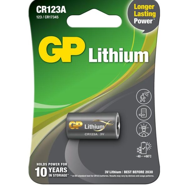 GP CR123A 3V Lityum Tekli Paket Pil (GPCR123A-U1) Fotoğraf Makinesi Pili