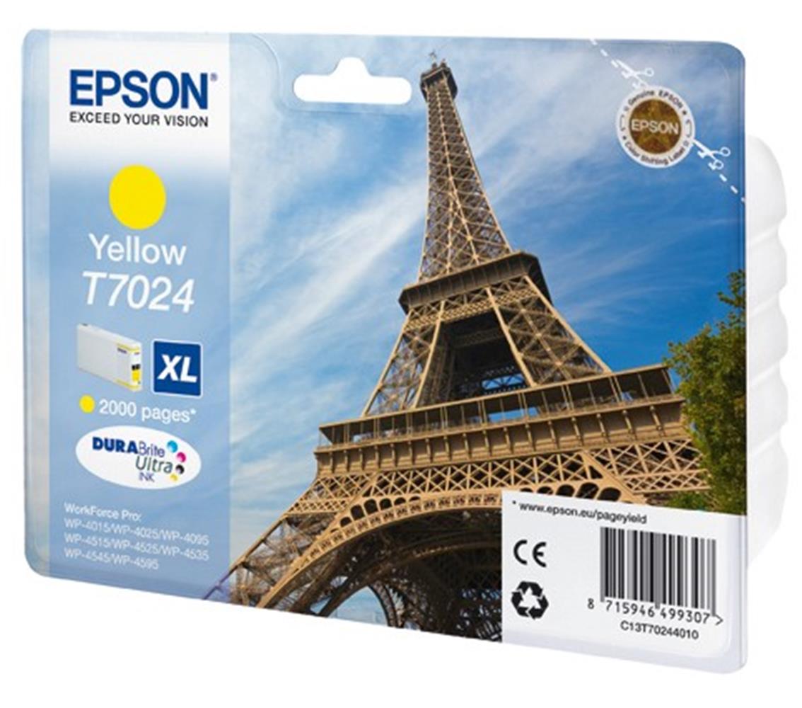 39161 Epson T7024 Yellow Sarı 2.000 Sayfa Mürekkep Kartuş T70244010 - Görsel 1
