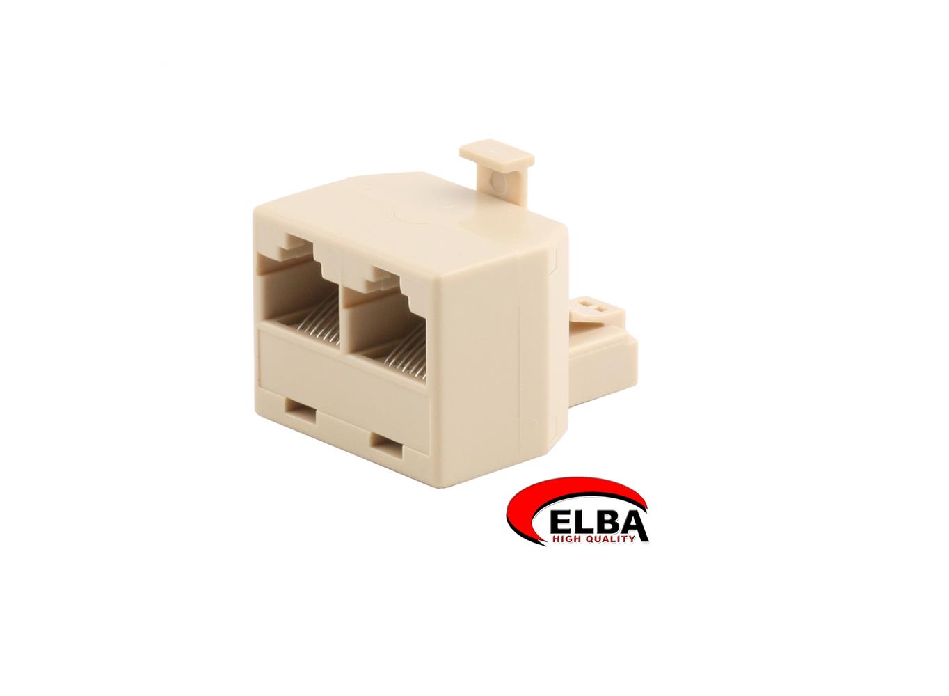 39429 Elba 8P8C Jack- 2X8P8C Jack 2li RJ45 Çokla JK8464 - Görsel 1