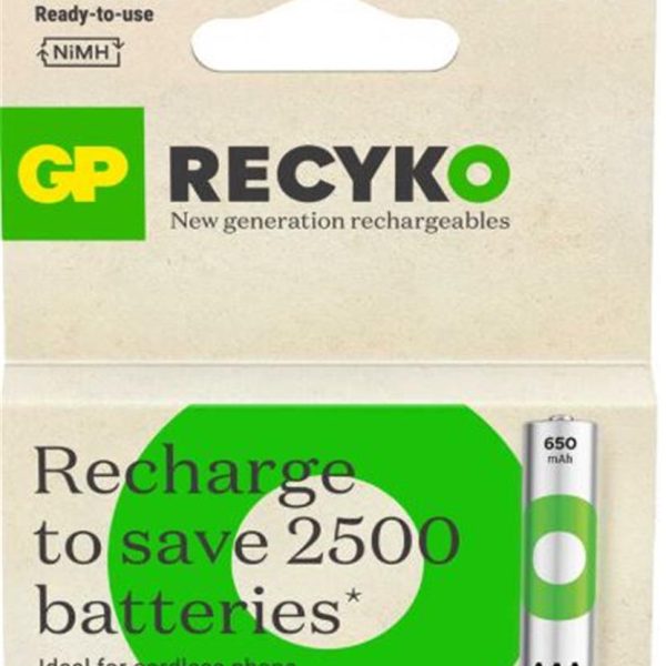 GP AAA 650 mAh Şarjlı İnce Kalem Pil 2'li Paket GP65AAAHCHP-BU2