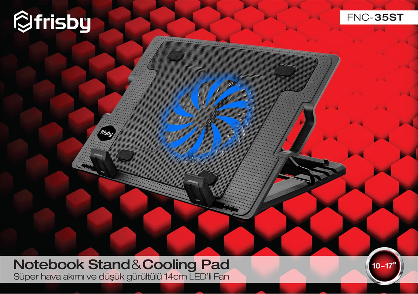 66451 Frisby FNC-35ST Standlı Notebook Soğutucu 1 Port Usb 10"- 17" boyutunda notebooklar için uygundur - Görsel 1