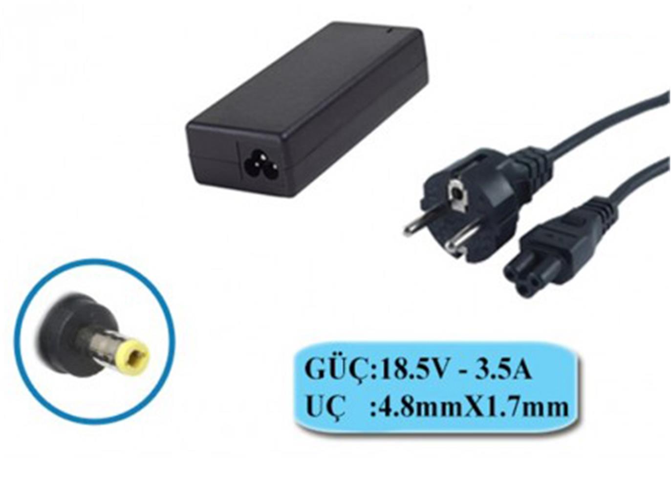 69052 Compaxe CLH-306 Hp 65W 18.5V 3.5A 4.8-1.7 Notebook Adaptörü - Görsel 1