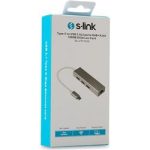 S-link SL-UTY1010 Tpye-c To Usb 3.0 - 3 Ports + rj Gıgabıt Ethernet Hub - Görsel 2