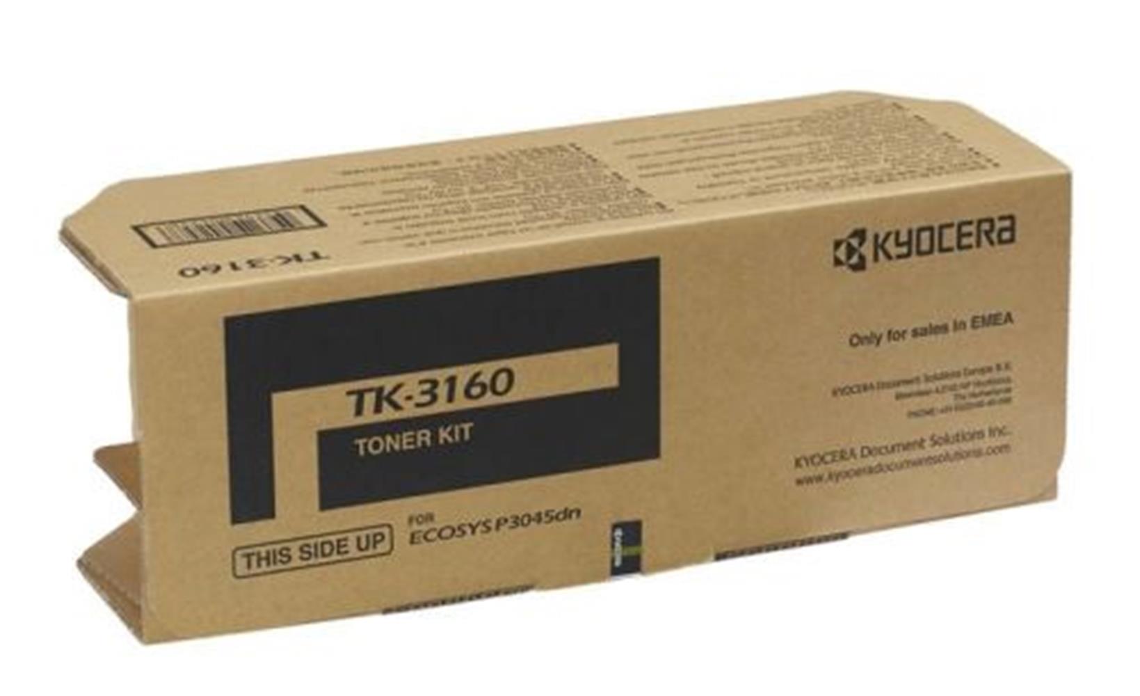 87745 Kyocera TK-3160 Orjinal Fotokopi Toneri Ecosys M3145dn-3645dn P3045-3055-3060-3065 12.500 Sayfa - Görsel 1