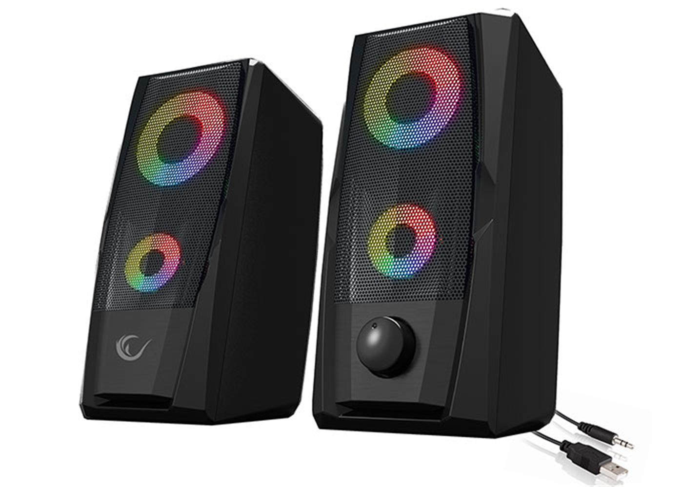 91347 Rampage RMS-X9 2.0 RGB Işıklı Multimedia 5V 30dB Gaming Oyuncu Speaker - Görsel 1