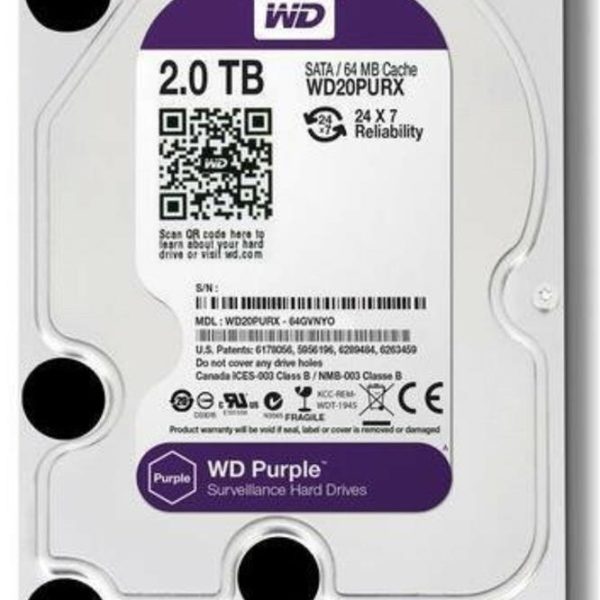 Wd 2Tb Purple 3.5" 5400 Rpm Sata 3 Wd23purz Güvenlik Hdd 7-24 Harddisk